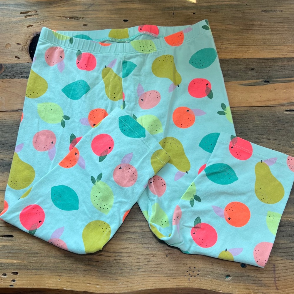 Cat & Jack‎ Girls Capri Leggings Size L (10/12) Fruit Print Blue Cute Comfy